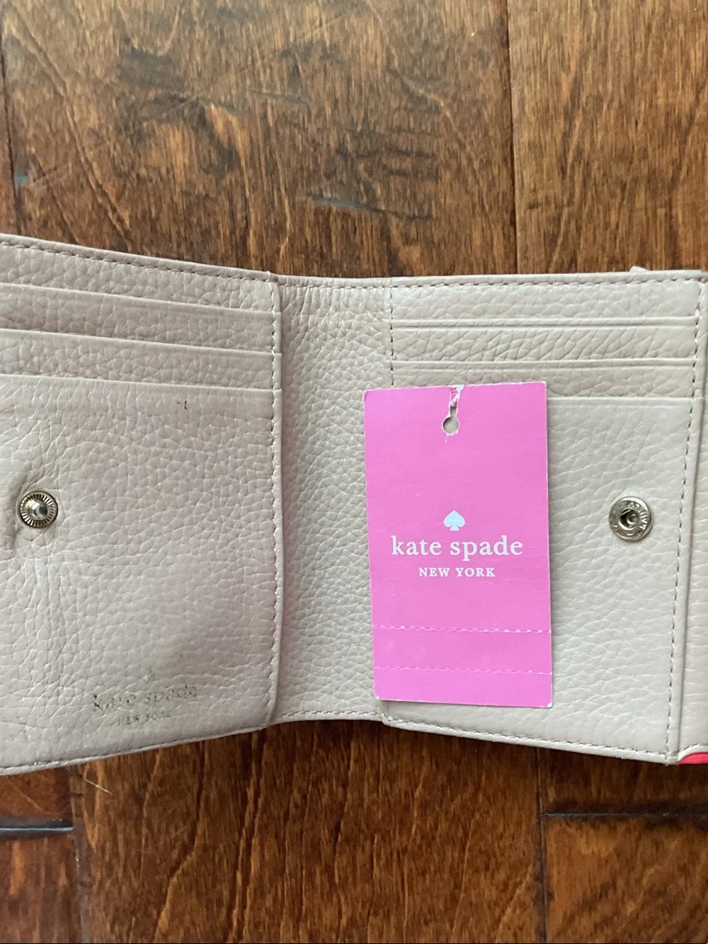 kate spade Light Gray Wallet with Pink Trim